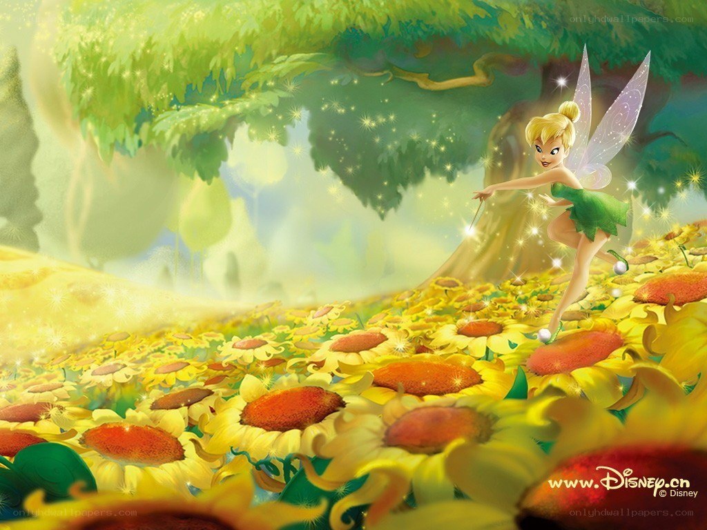 Tinker Bell in a sunflower field