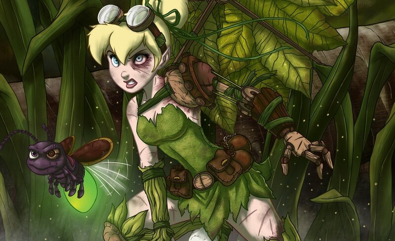 Tinker Bell in Forest — Green, Dramatic, Night