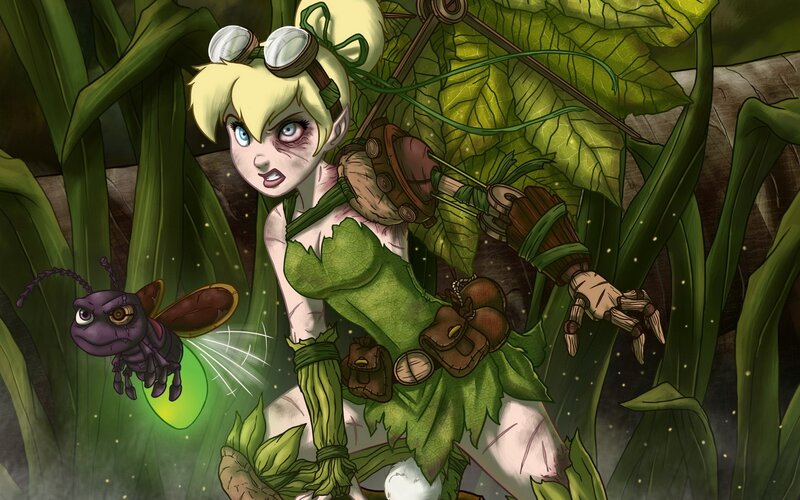 Tinker Bell in Forest — Green, Dramatic