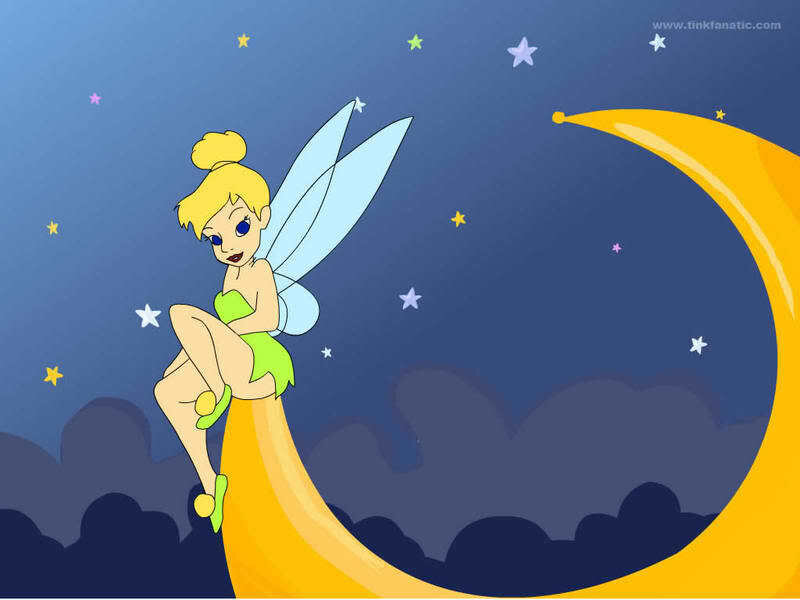 Tinker Bell on a crescent moon