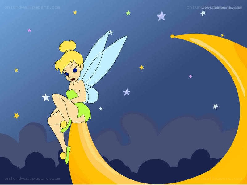 Tinker Bell on a crescent moon