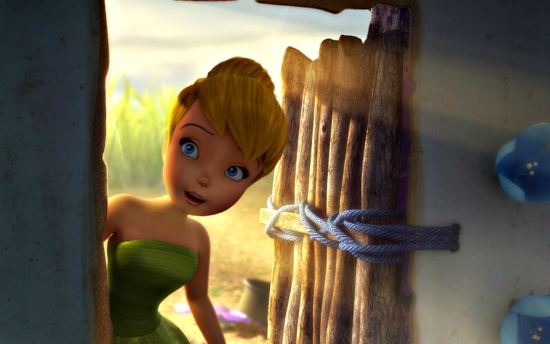Tinker Bell Peeking Through Door — Green