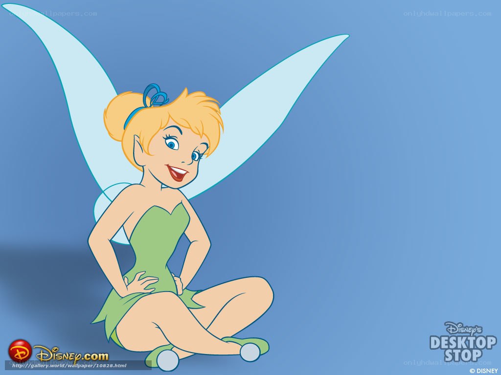 Tinker Bell sitting on blue