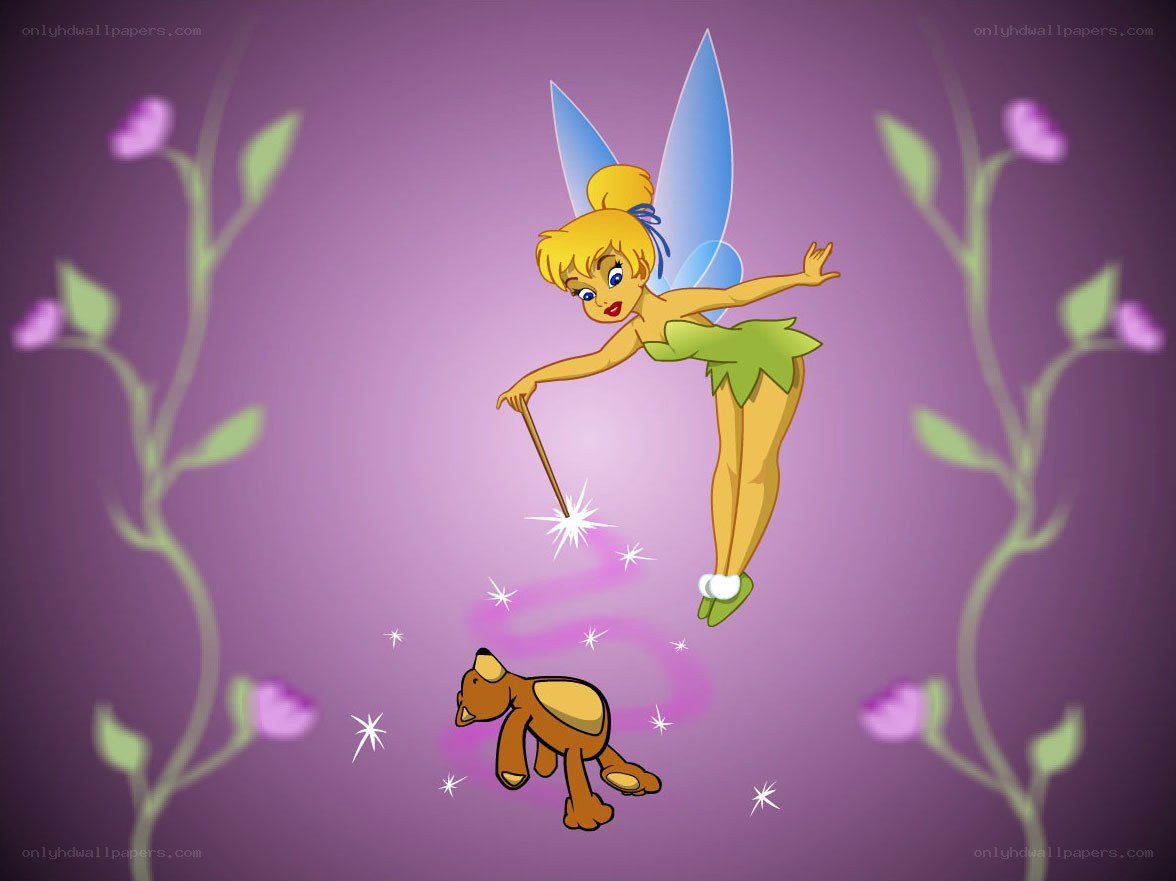 Tinker Bell with a teddy bear