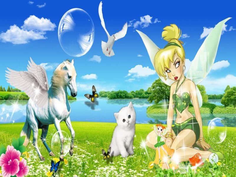 Tinker Bell with magical creatures
