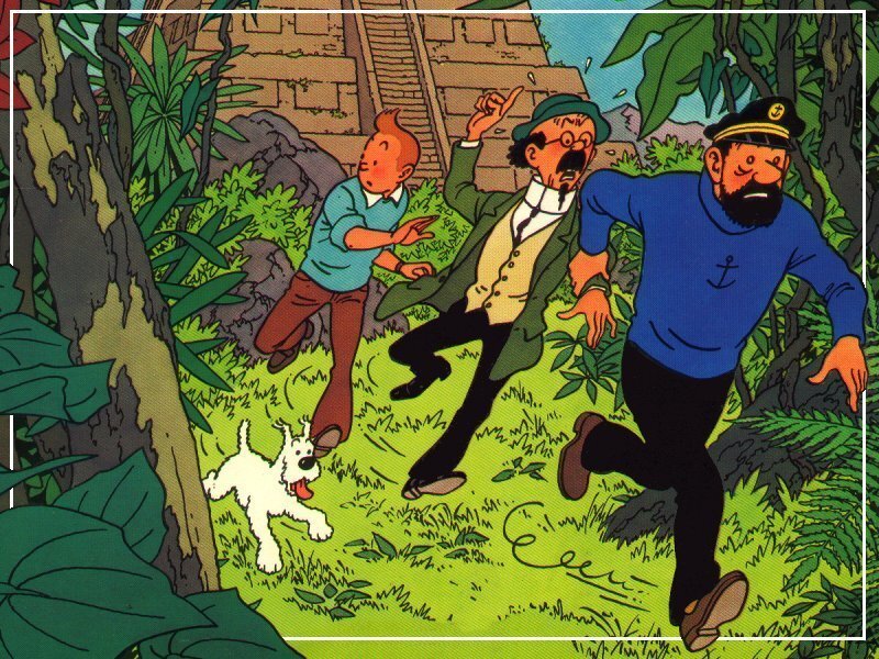 Tintin and friends in jungle