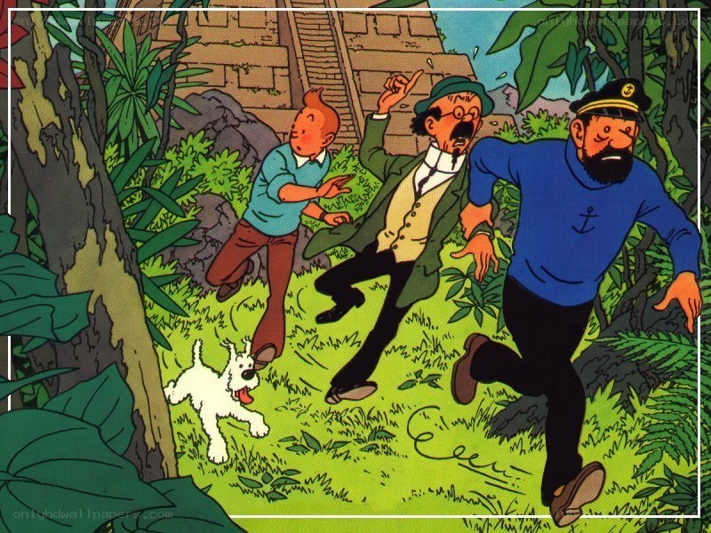 Tintin and friends in jungle