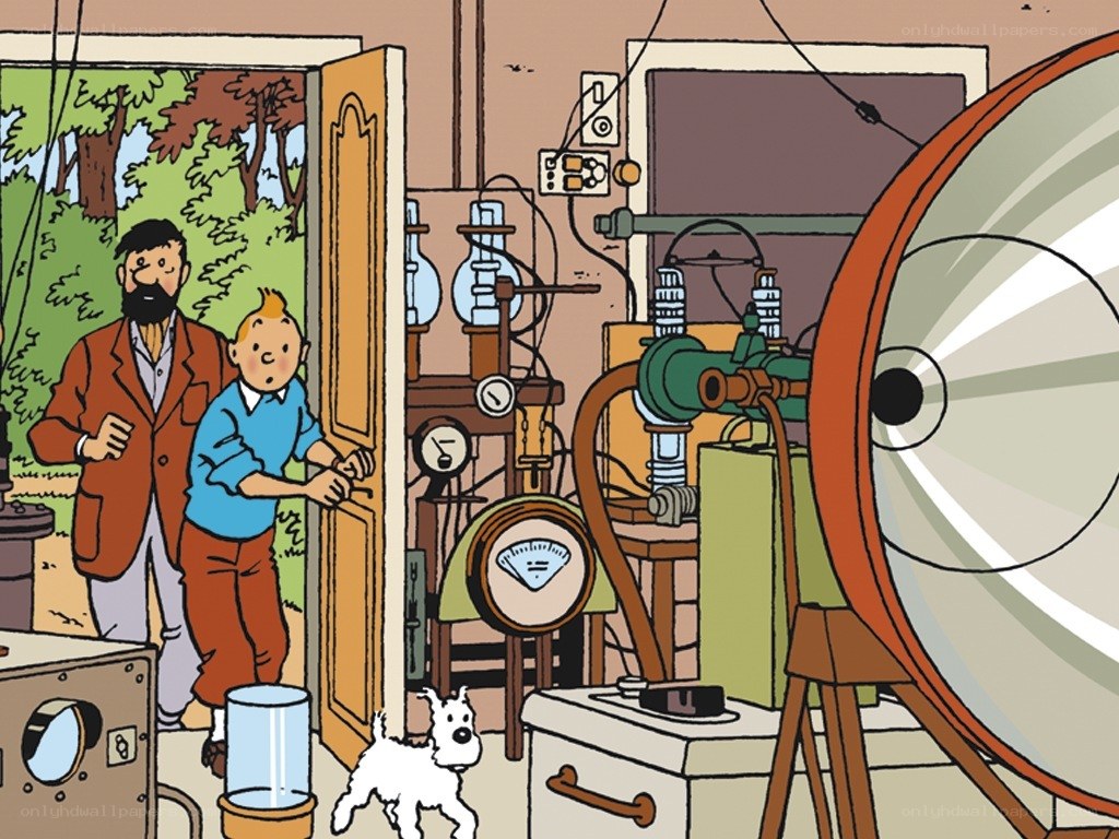 Tintin and Professor Calculus in the lab