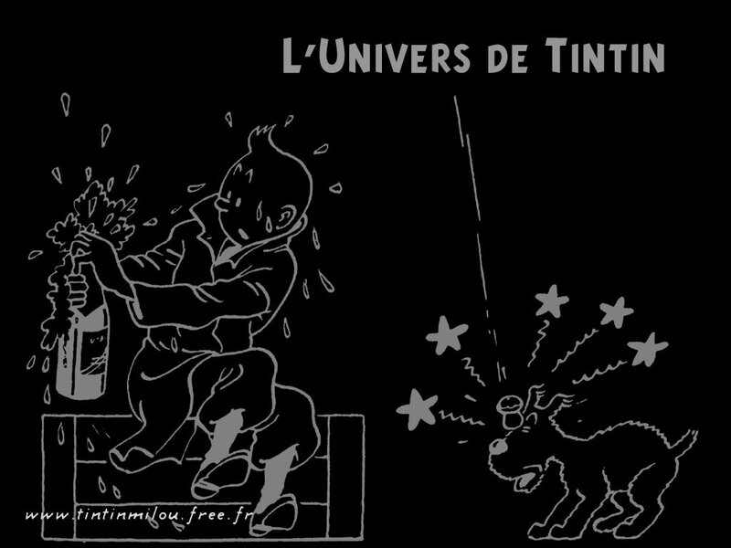 Tintin and Snowy in a comic scene