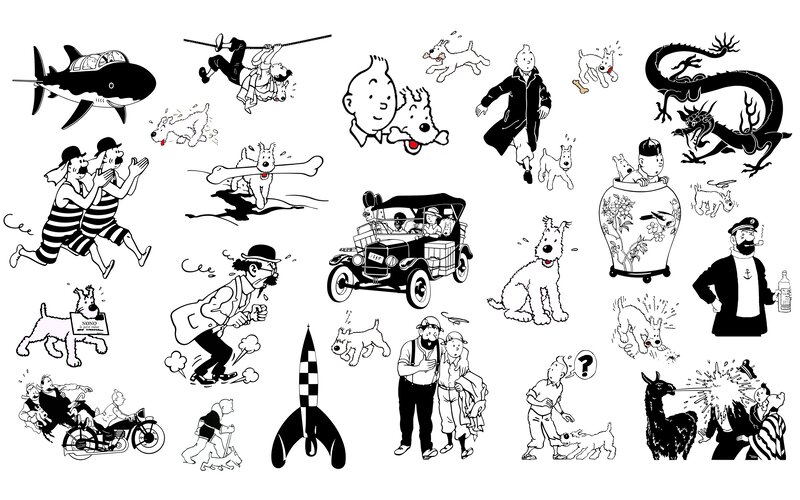 Tintin and Snowy Scenes