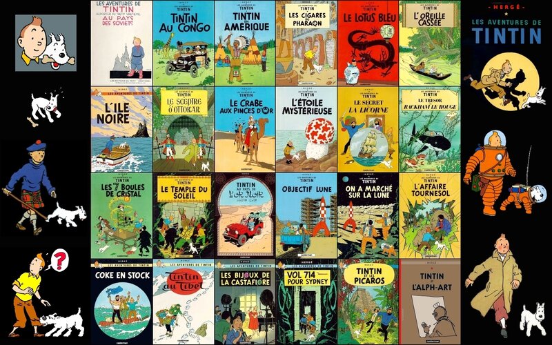 Tintin comic book covers