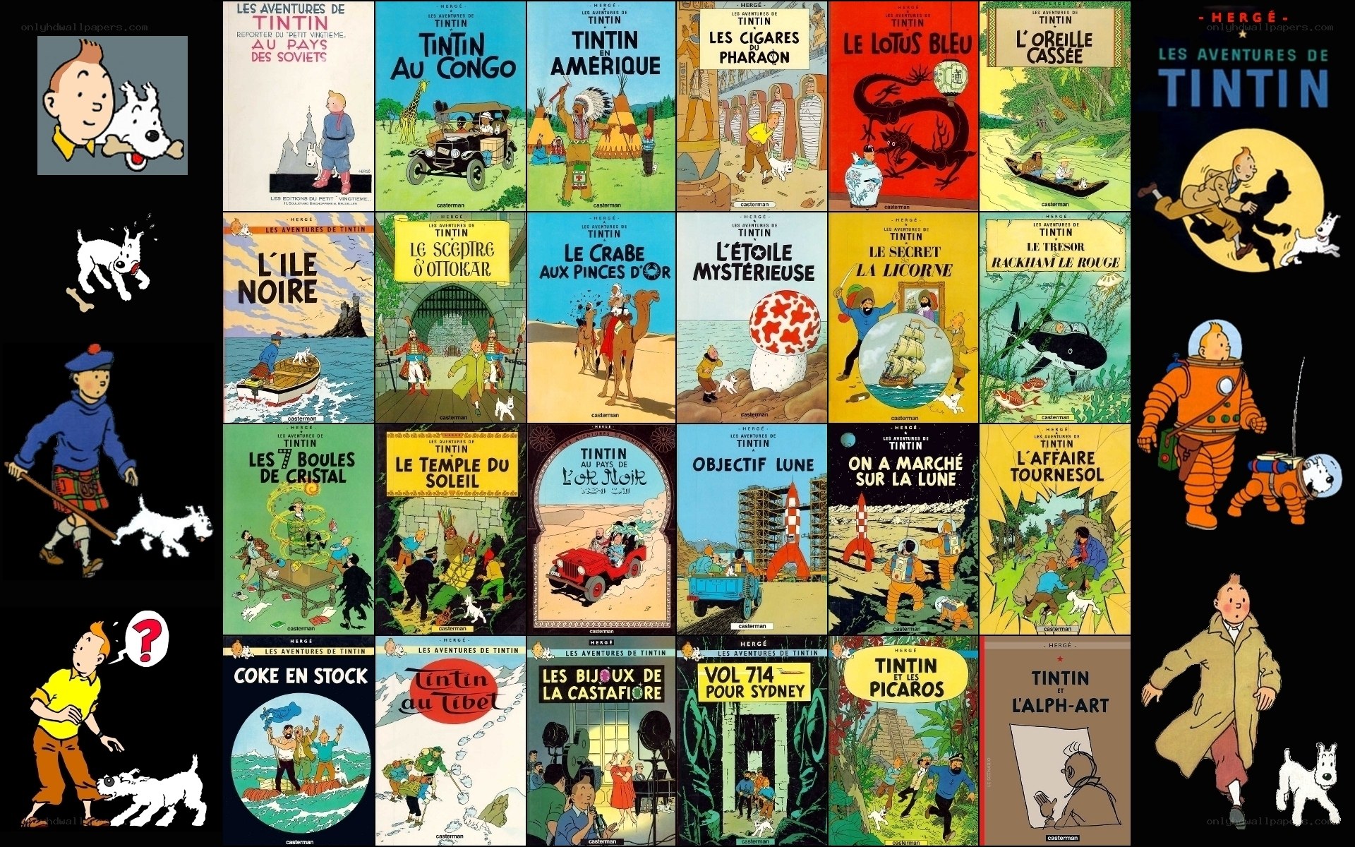 Tintin comic book covers