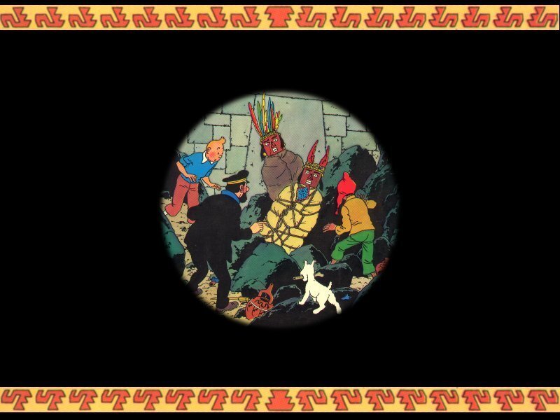 Tintin in a cave scene