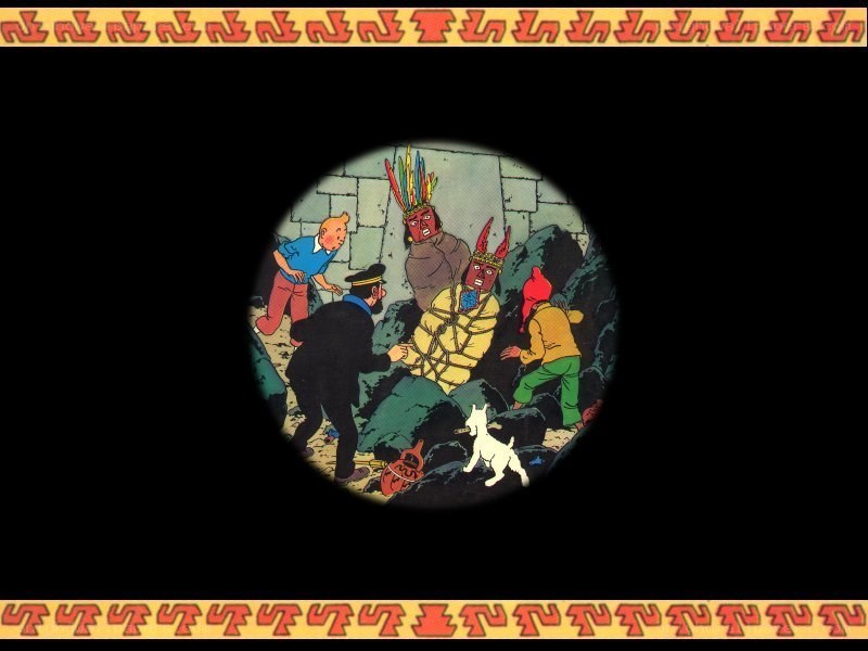 Tintin in a cave scene