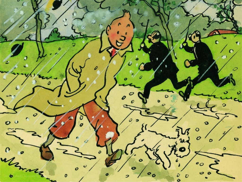Tintin in the rain