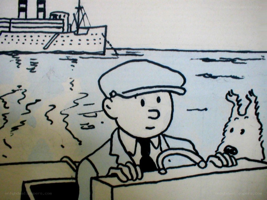 Tintin on a boat
