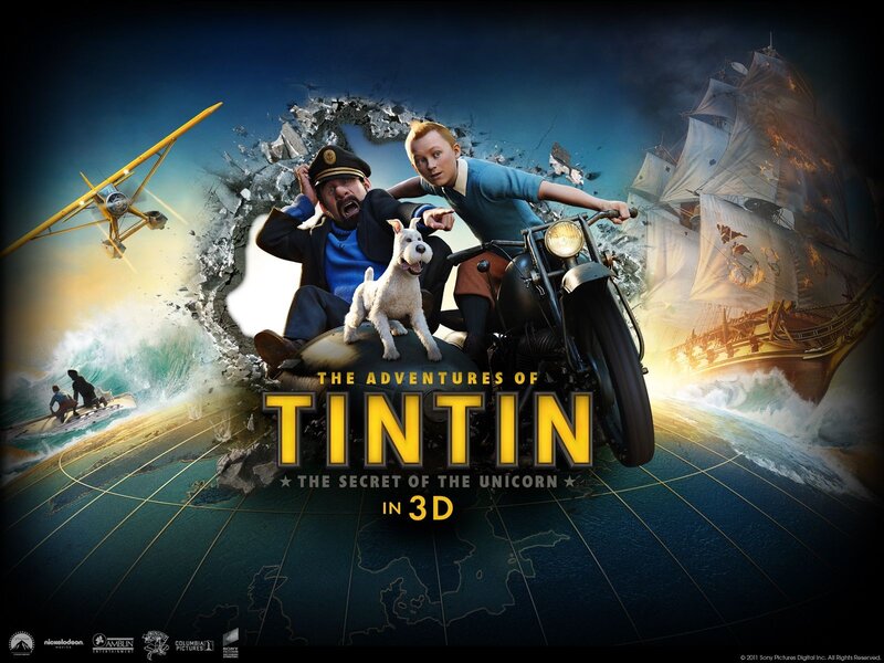 Tintin on Motorcycle — Blue, Dramatic