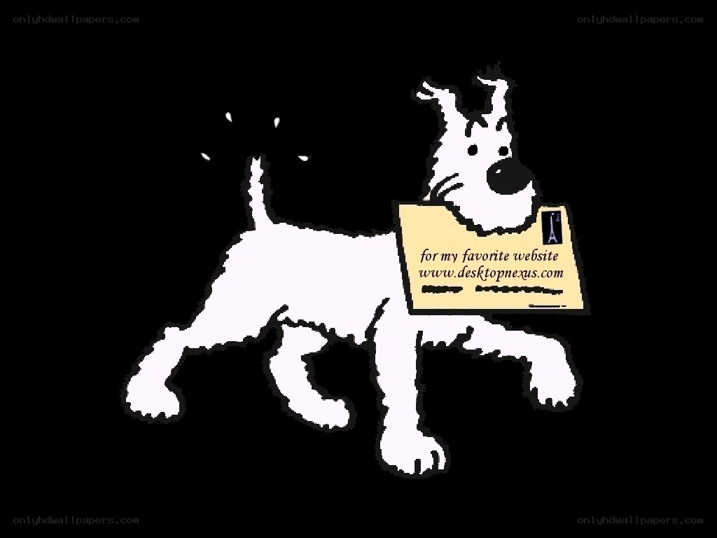 Tintin's dog with a website card