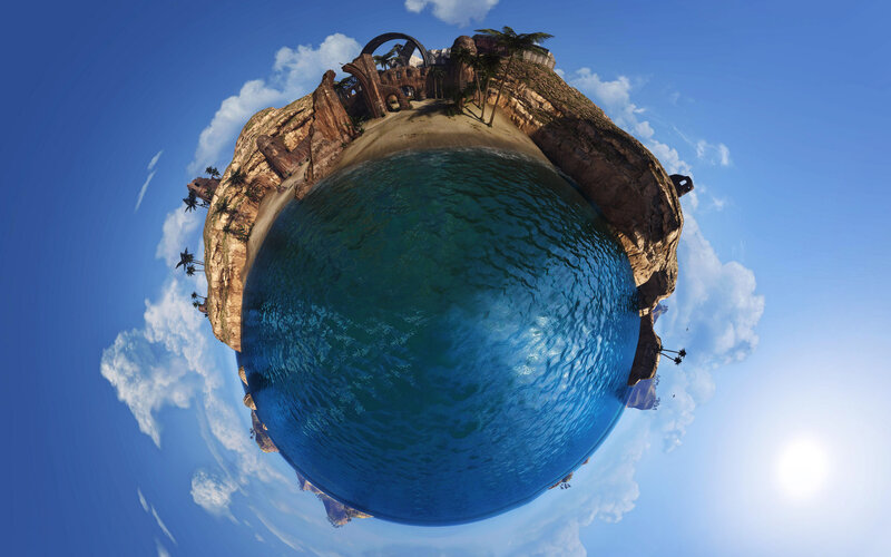 tiny planet island scene