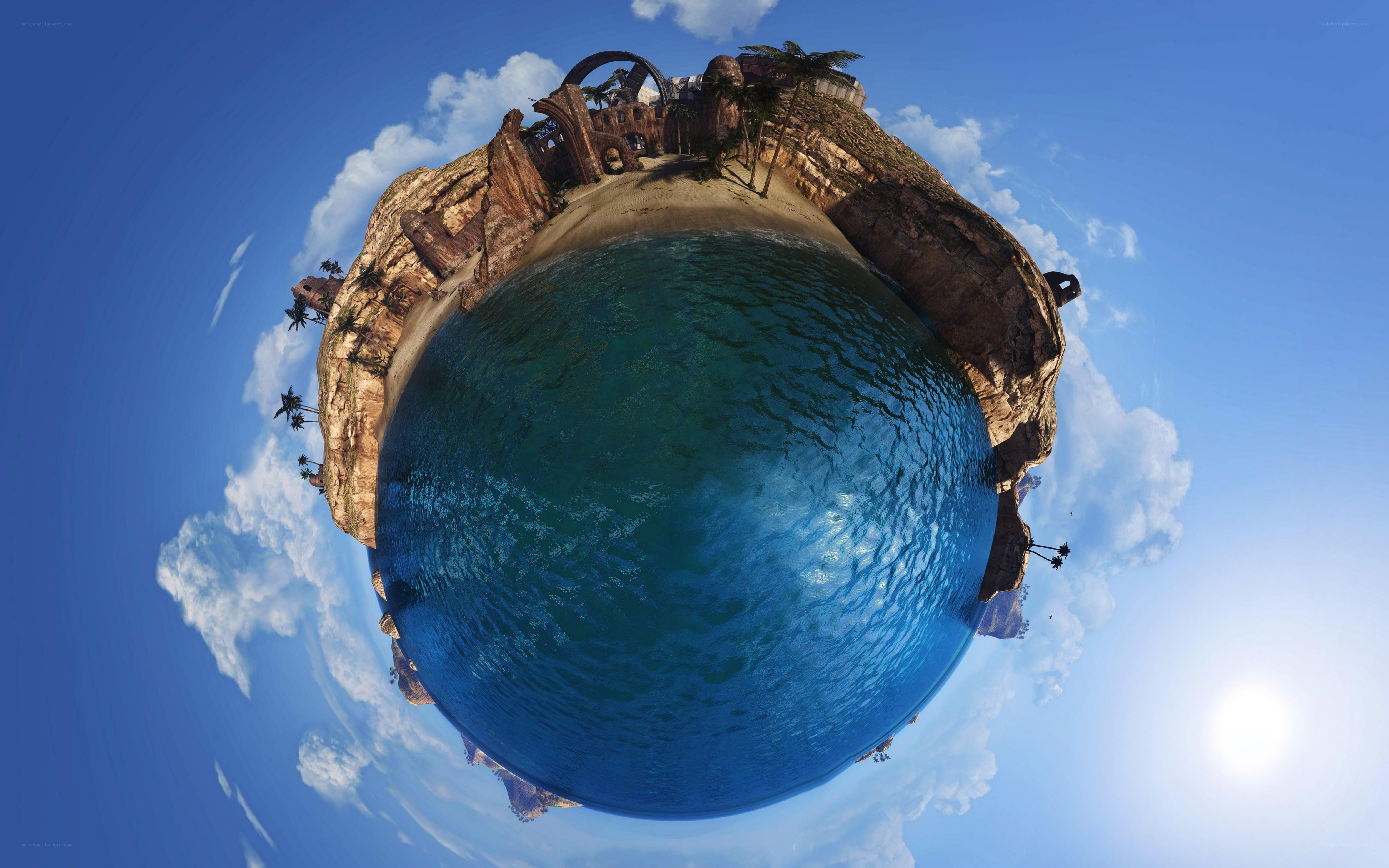 tiny planet island scene