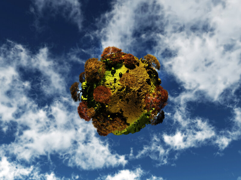 Tiny Planet Landscape — Blue