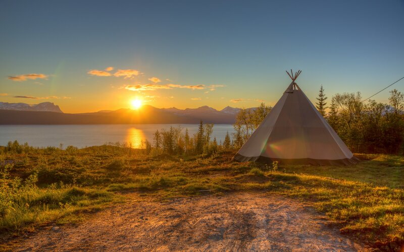 Tipi Tent at Sunset — Blue