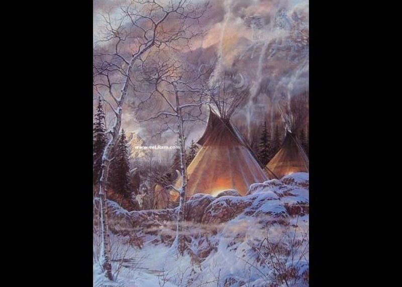 Tipis in Snowy Forest