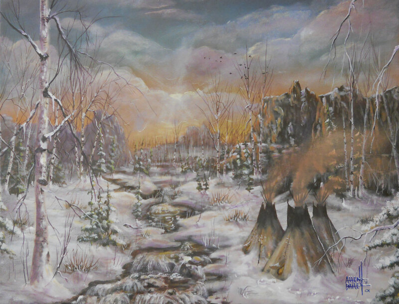 Tipis in Snowy Forest — White