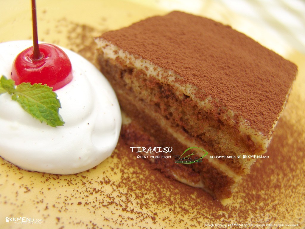 Tiramisu dessert with cherry