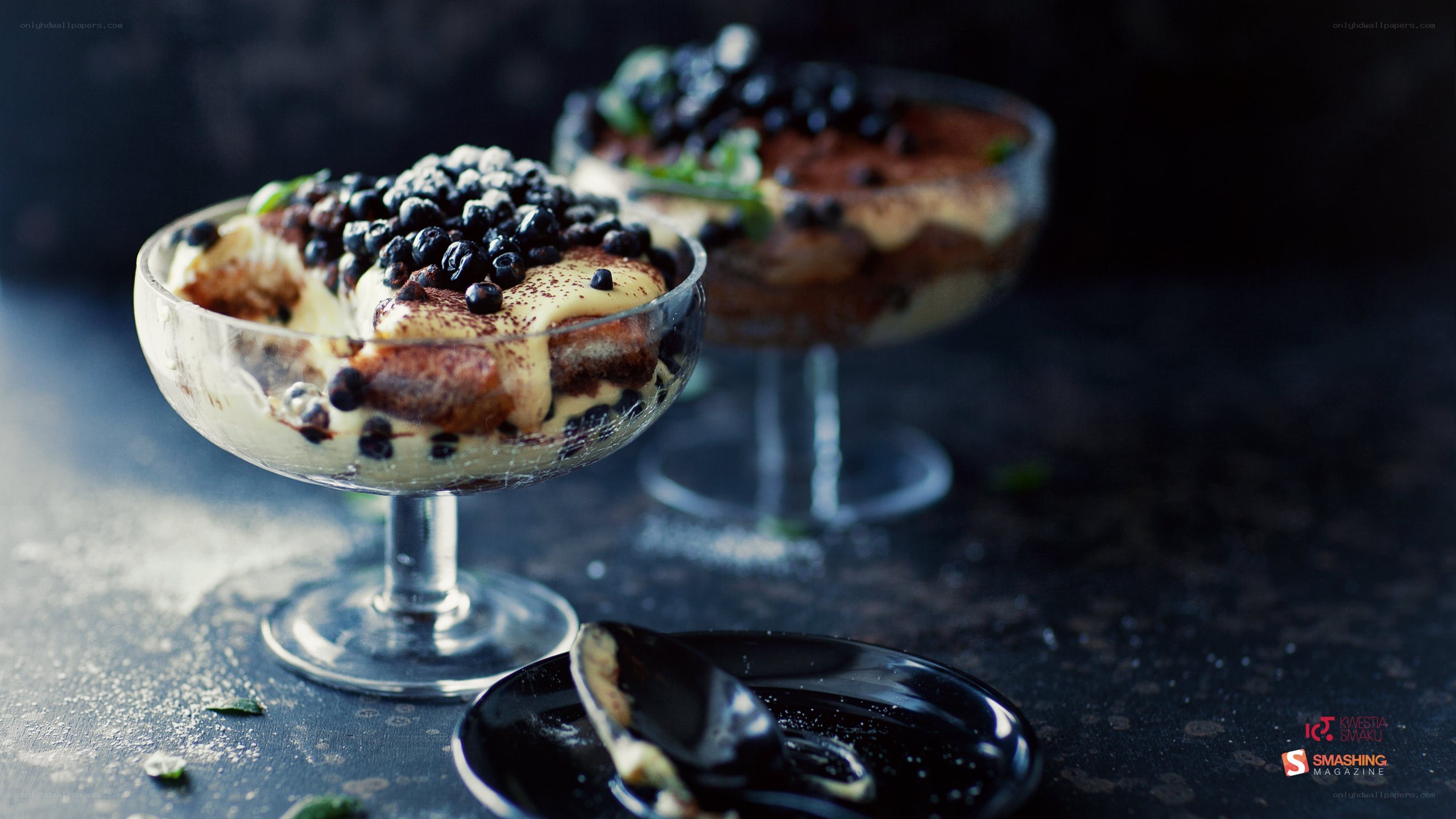 Tiramisu with blueberries dessert