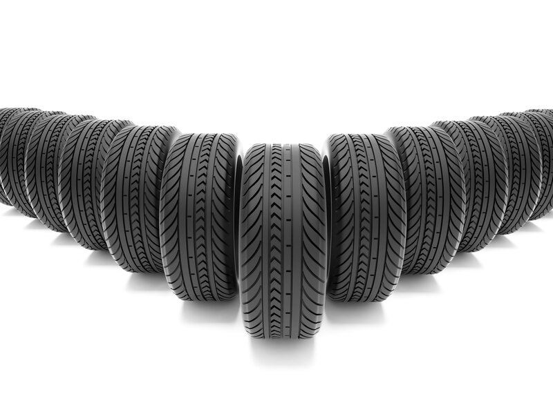 tire display in v formation