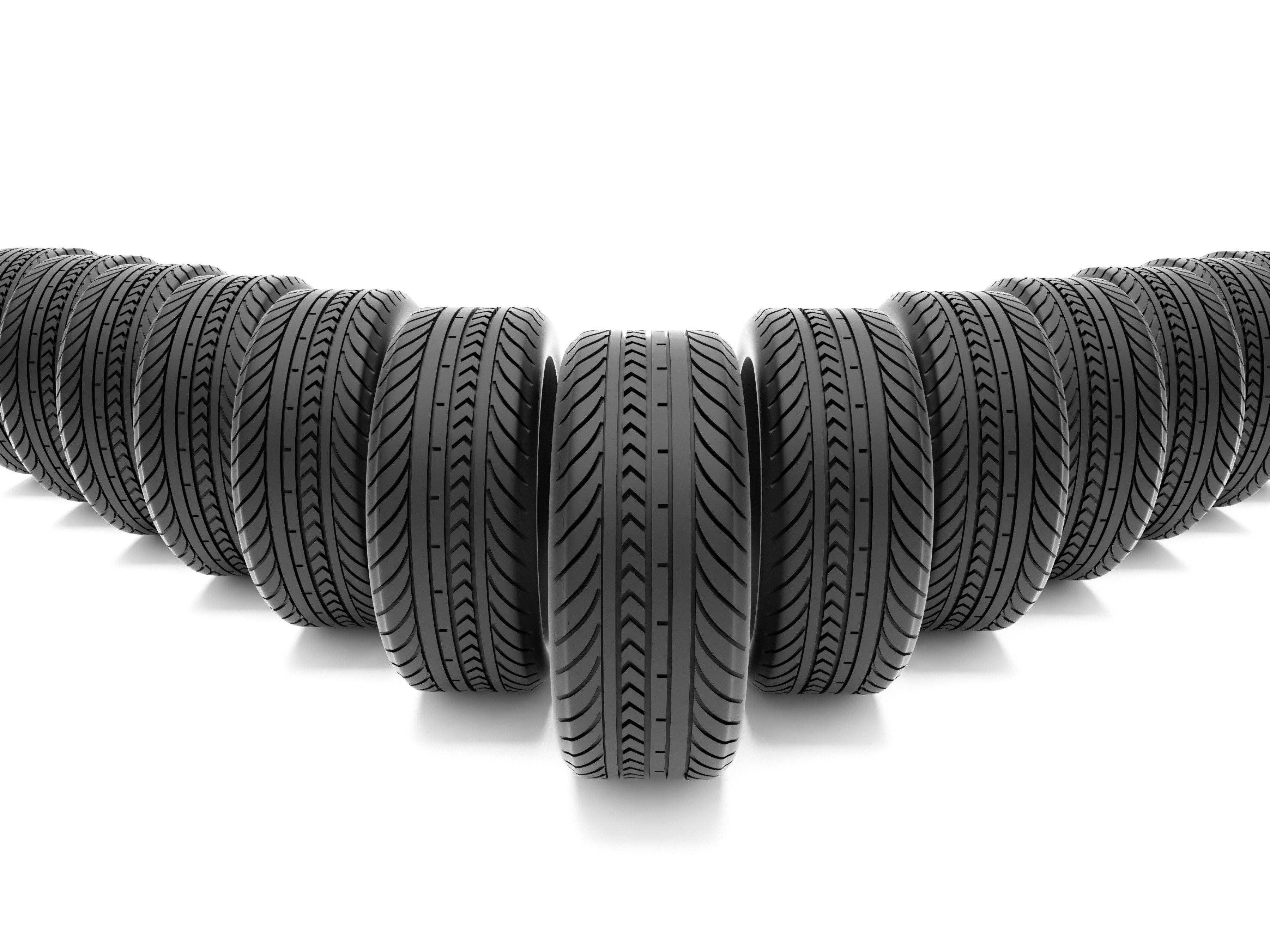 tire display in v formation