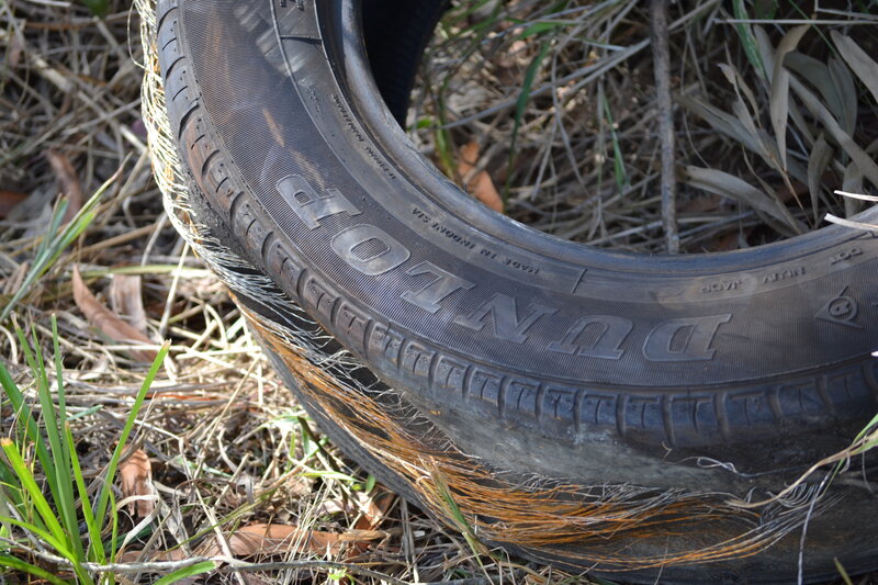 Tire in Dry Grass