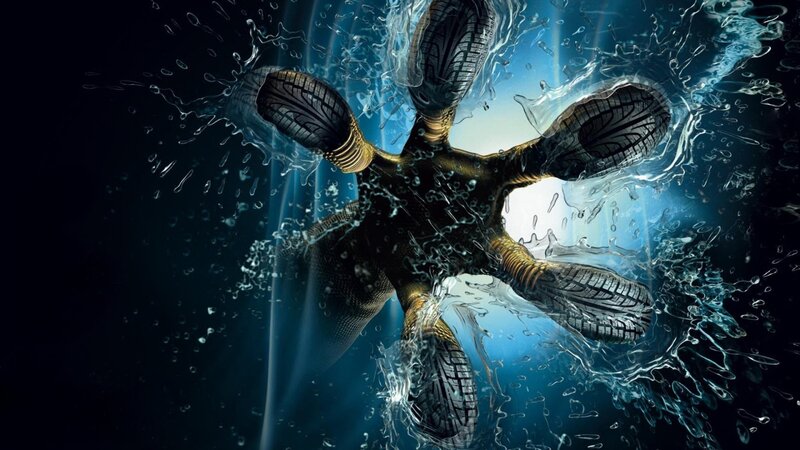 tire-shaped water splashes