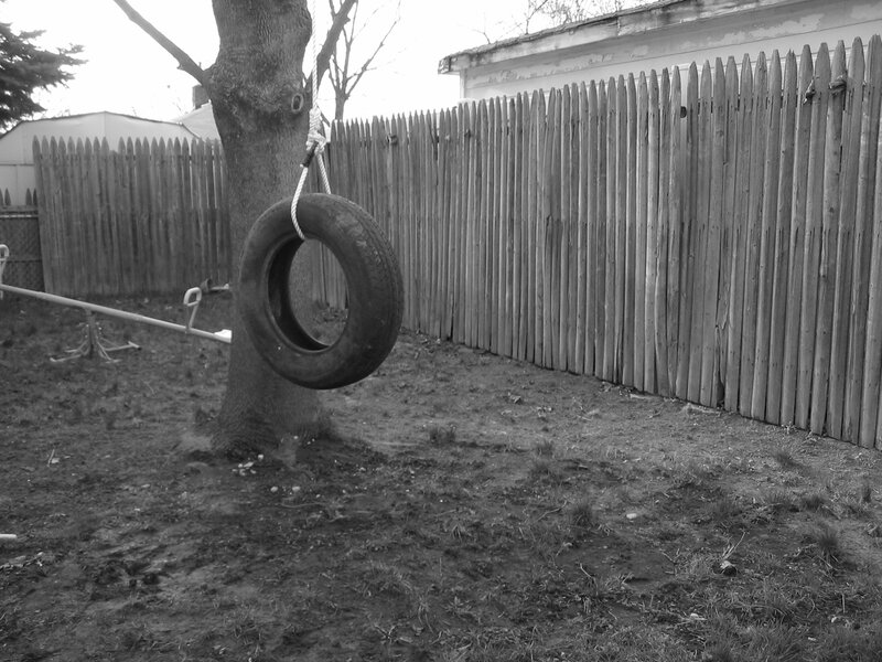 tire swing in backyard