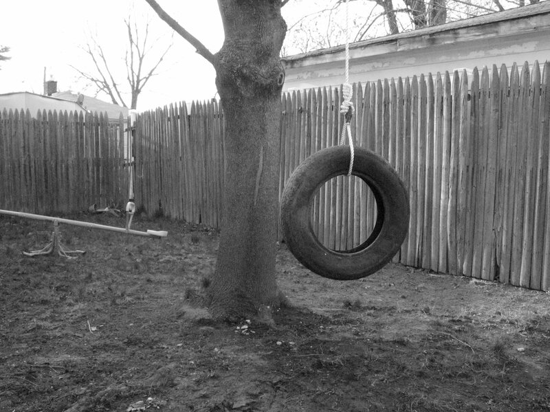 tire swing in backyard