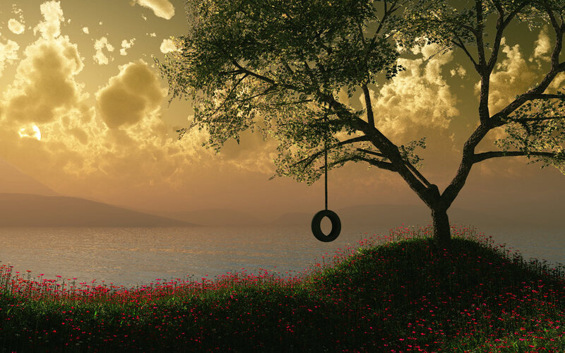 Tire Swing on Hill