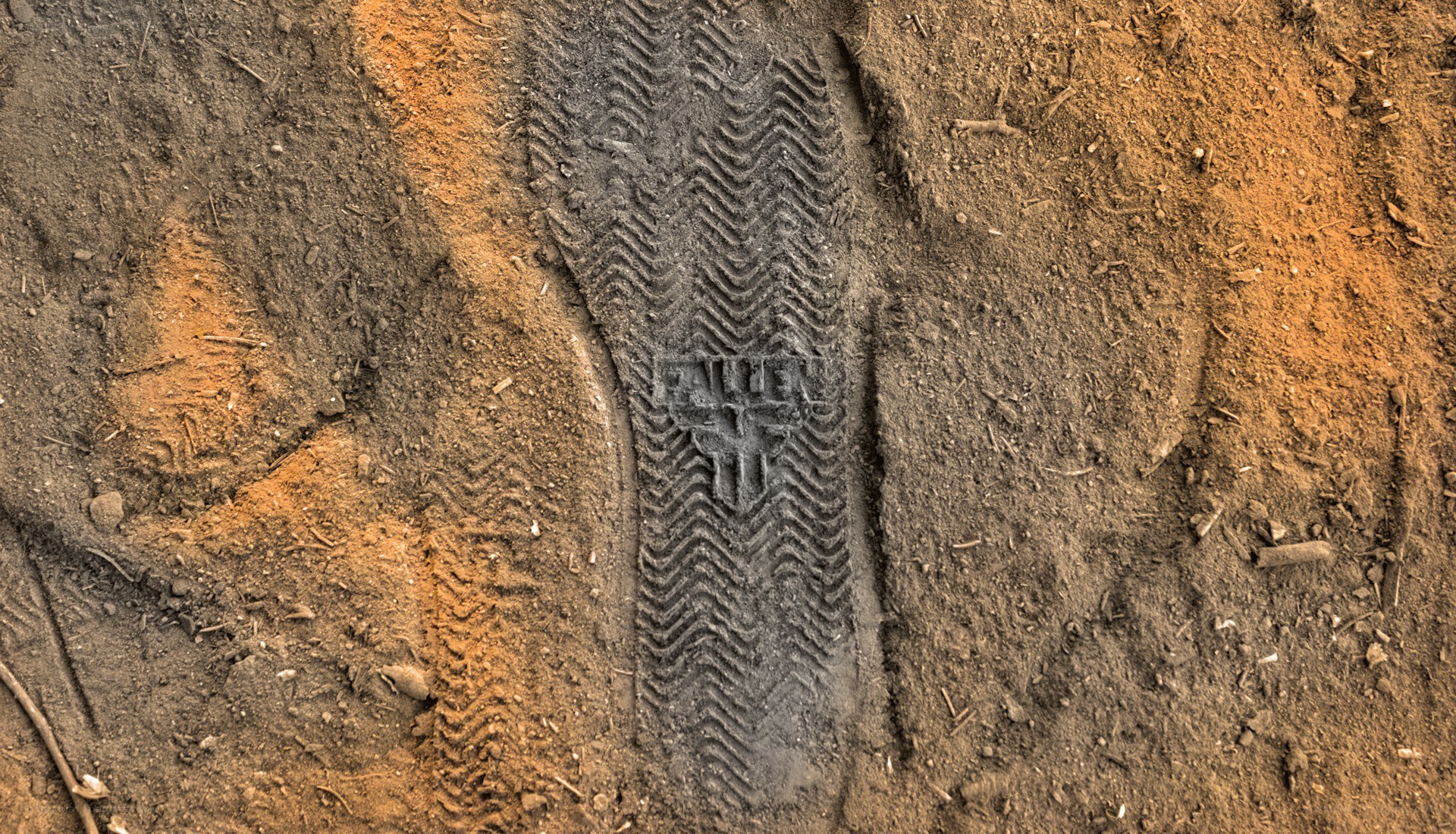 tire track in dirt