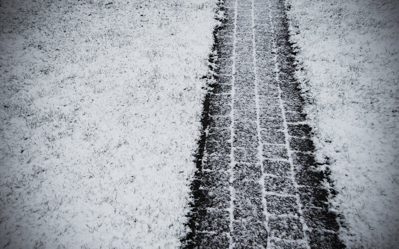 Tire Tracks in Snow — White, Cold