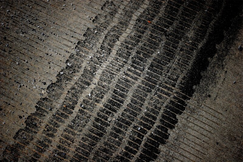 tire tracks on concrete