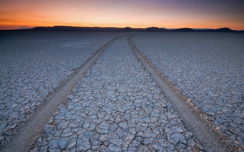 Tire Tracks on Salt Flat