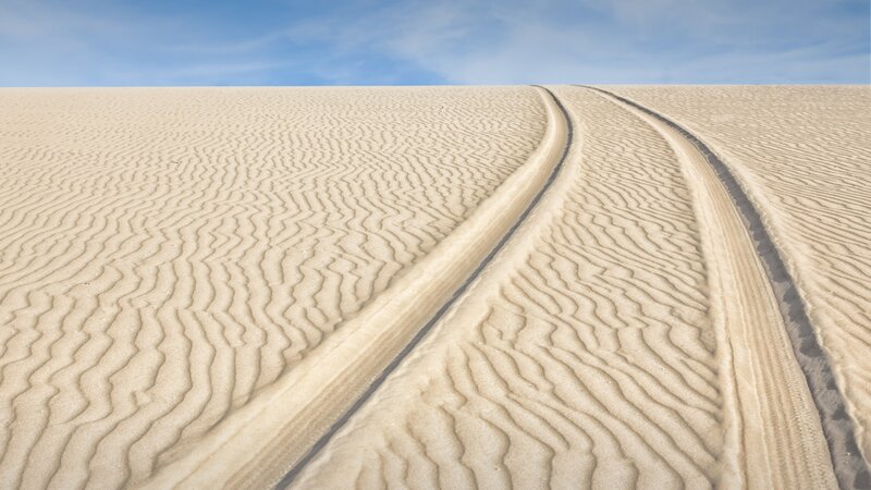 Tire Tracks on Sand Dune