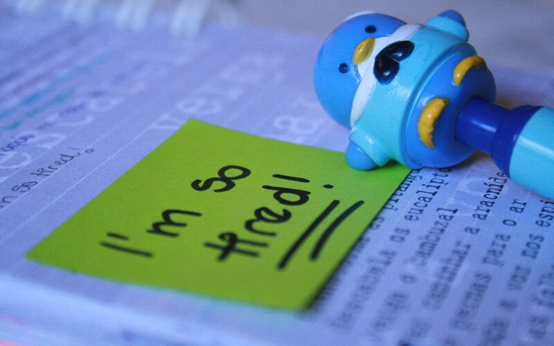 Tired note on notebook