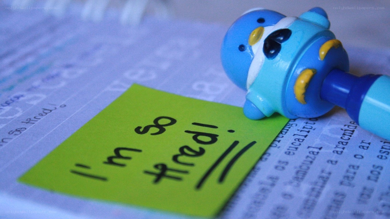tired sticky note with toy