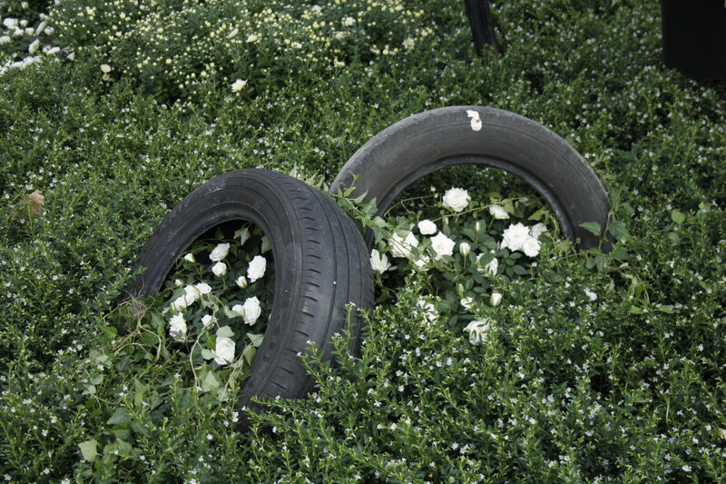 Tires in Flower Bed