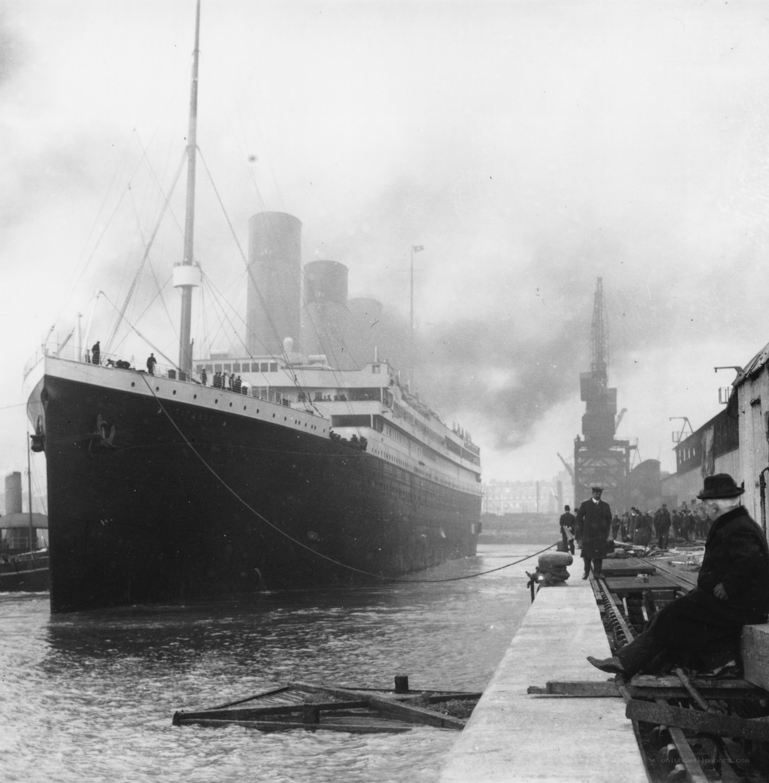 Titanic at dock in port