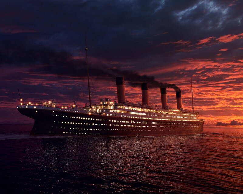 Titanic at sunset
