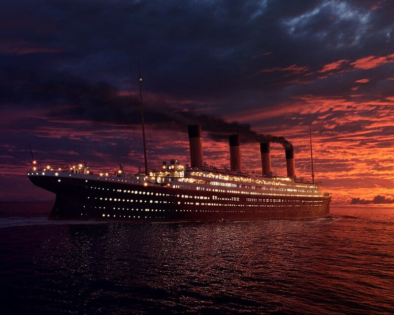 Titanic at sunset