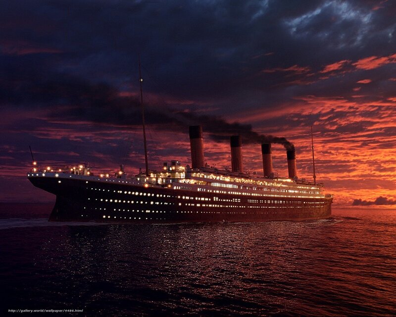 Titanic at sunset