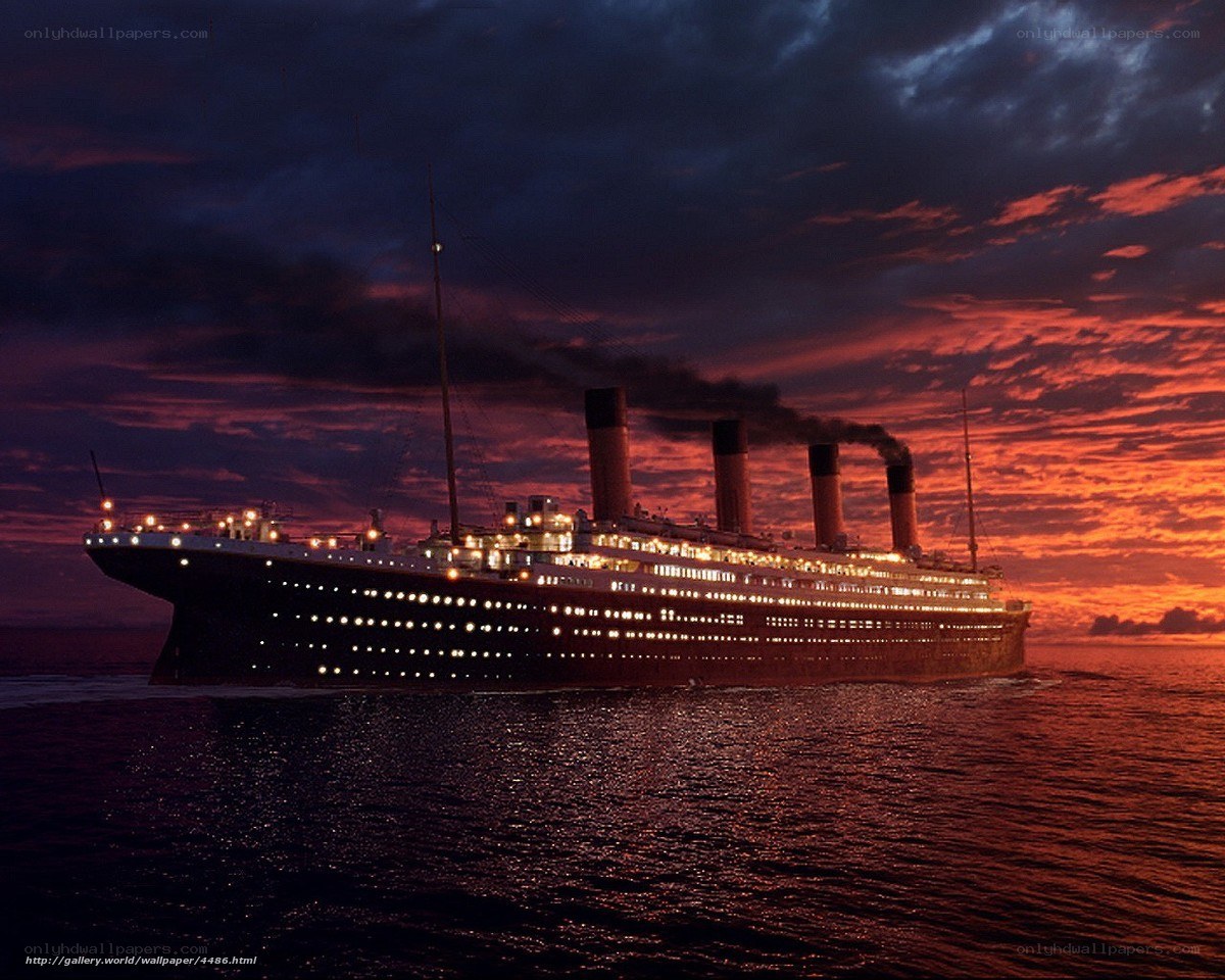 Titanic at sunset